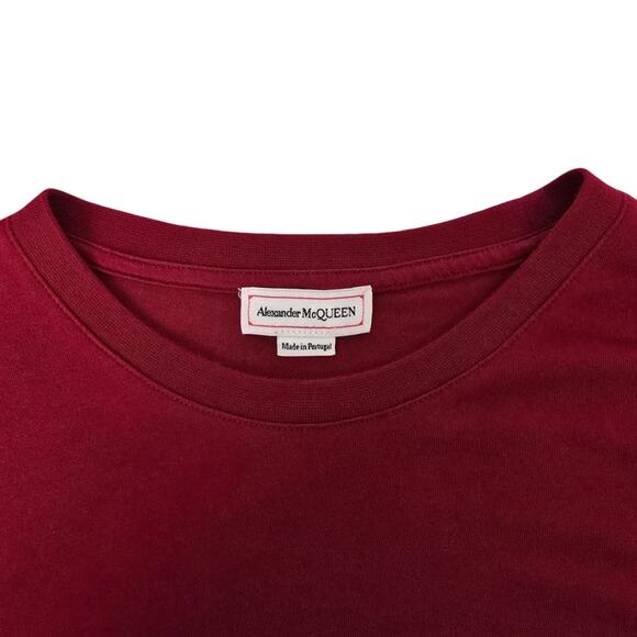 ALEXANDER MCQUEEN Logo Tape T-Shirt Tee Size L Red Crewneck Cotton Short Sleeve - Picture 11 of 12